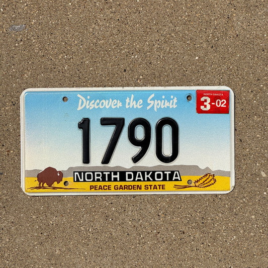 Photo of a 1993 2002 North Dakota License Plate Auto Tag Garage Decor Vintage Four Digit 1790