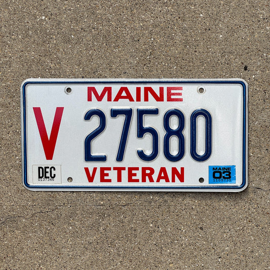 Photo of a 1993 2003 Maine Veteran License Plate Auto Tag Garage Decor Vintage Military 27580