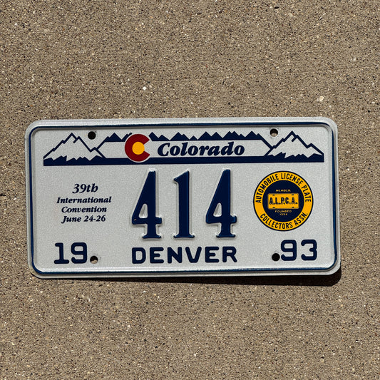 Photo of a 199 Colorado ALPCA Souvenir license plate number 414