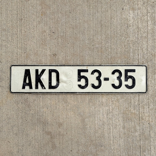 Photo of a 1993 Czech Republic License Plate Auto Tag Garage Decor Vintage Czechia AKD 53 35 with original patina