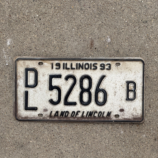 Photo of a 1993 Illinois Dealer License Plate Auto Tag 1 Vintage Garage 5286 B with original patina