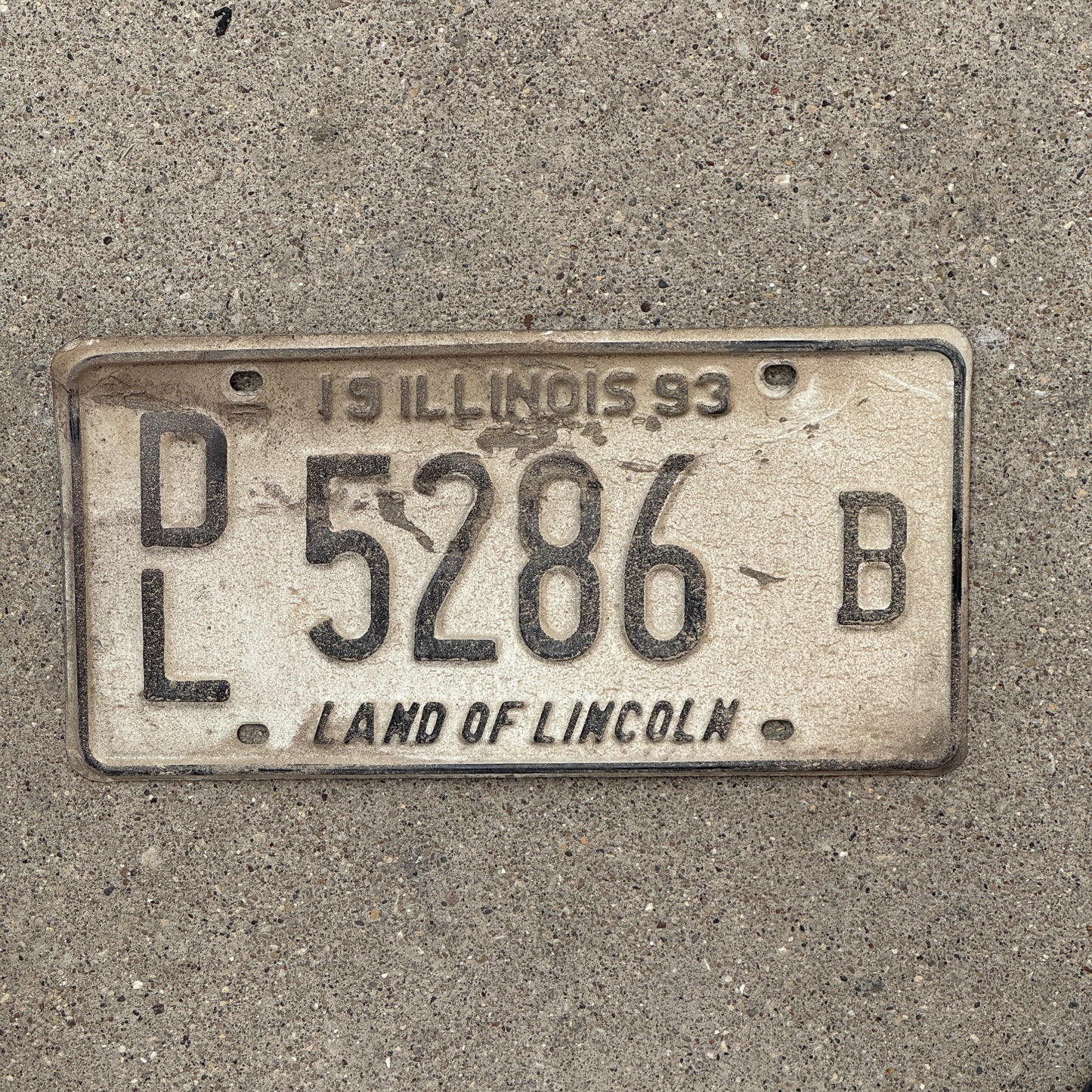 Photo of a 1993 Illinois Dealer License Plate Auto Tag 2 Vintage Garage 5286 B with original patina