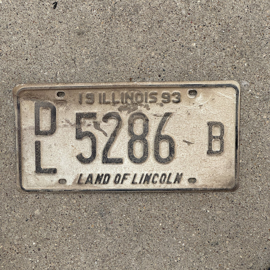 Photo of a 1993 Illinois Dealer License Plate Auto Tag 2 Vintage Garage 5286 B with original patina