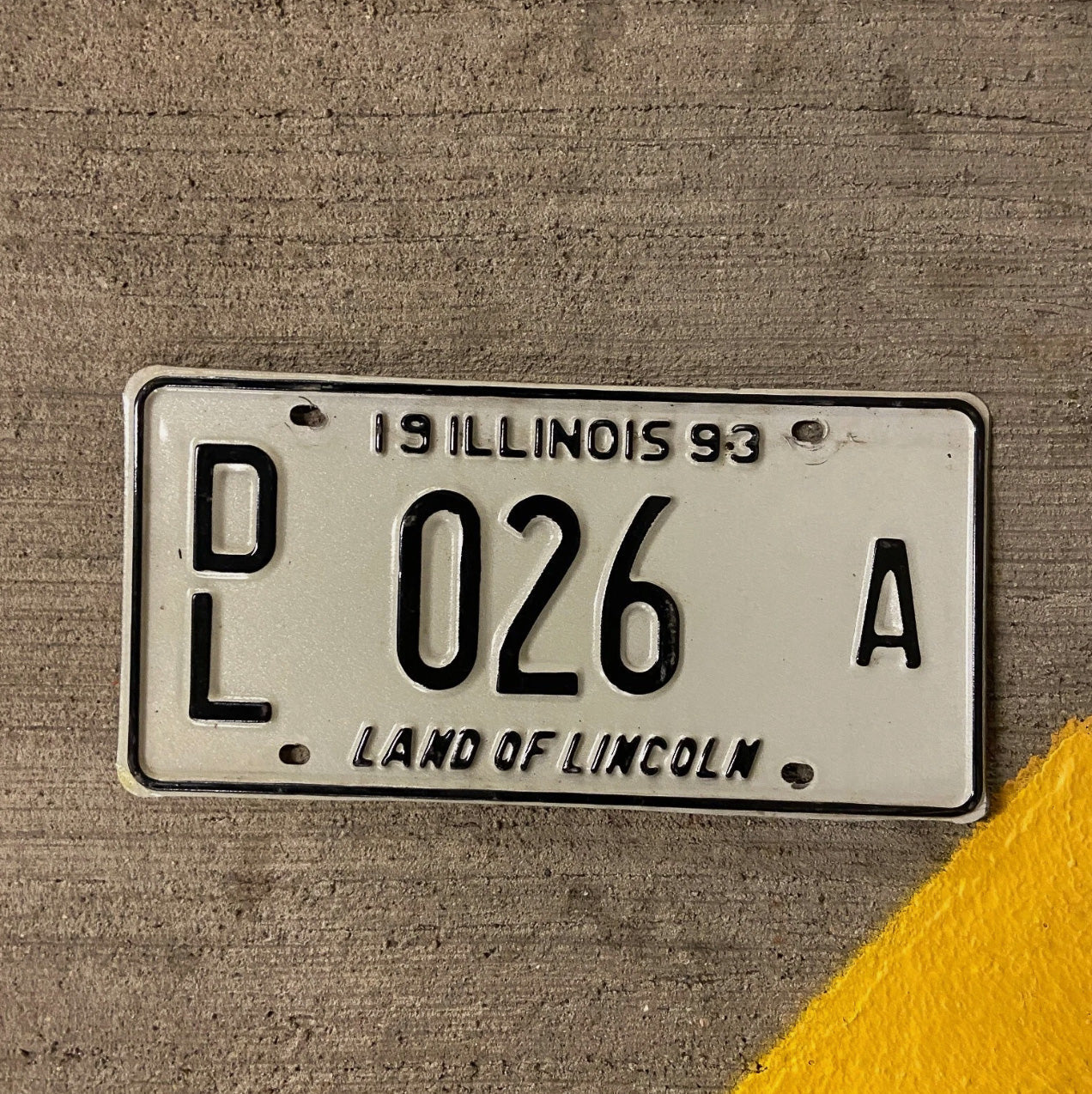 Photo of a 1993 Illinois Dealer License Plate Auto Tag Garage Decor Vintage 026 A with original patina