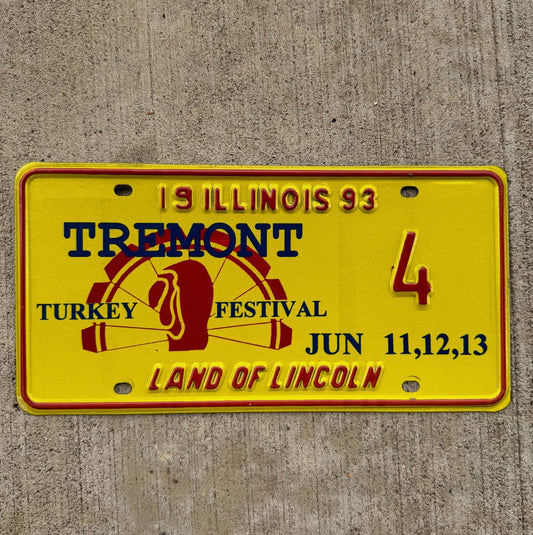 Photo of a 1993 Illinois Event License Plate Tag 2 Tremont Turkey Festival Thanksgiving Decor 4
