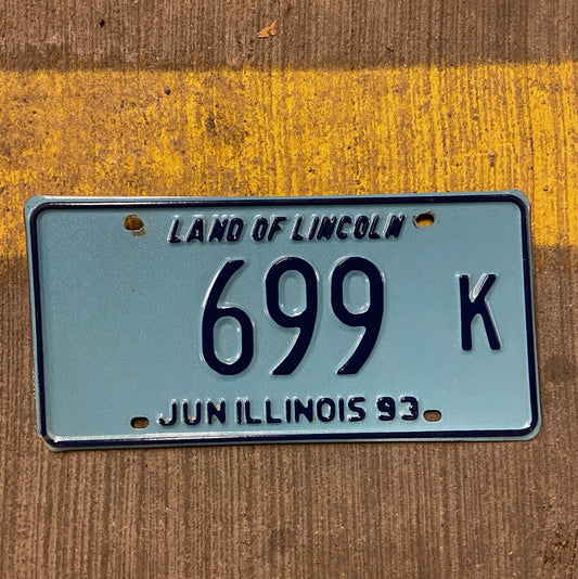 Photo of a 1993 Illinois Truck License Plate Auto Tag Garage Decor Vintage 699 K with original patina