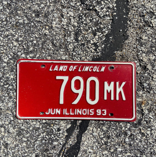 Photo of a 1993 Illinois Truck Mileage Tax License Plate Auto Tag 2 Garage Decor Low Number 790 MK