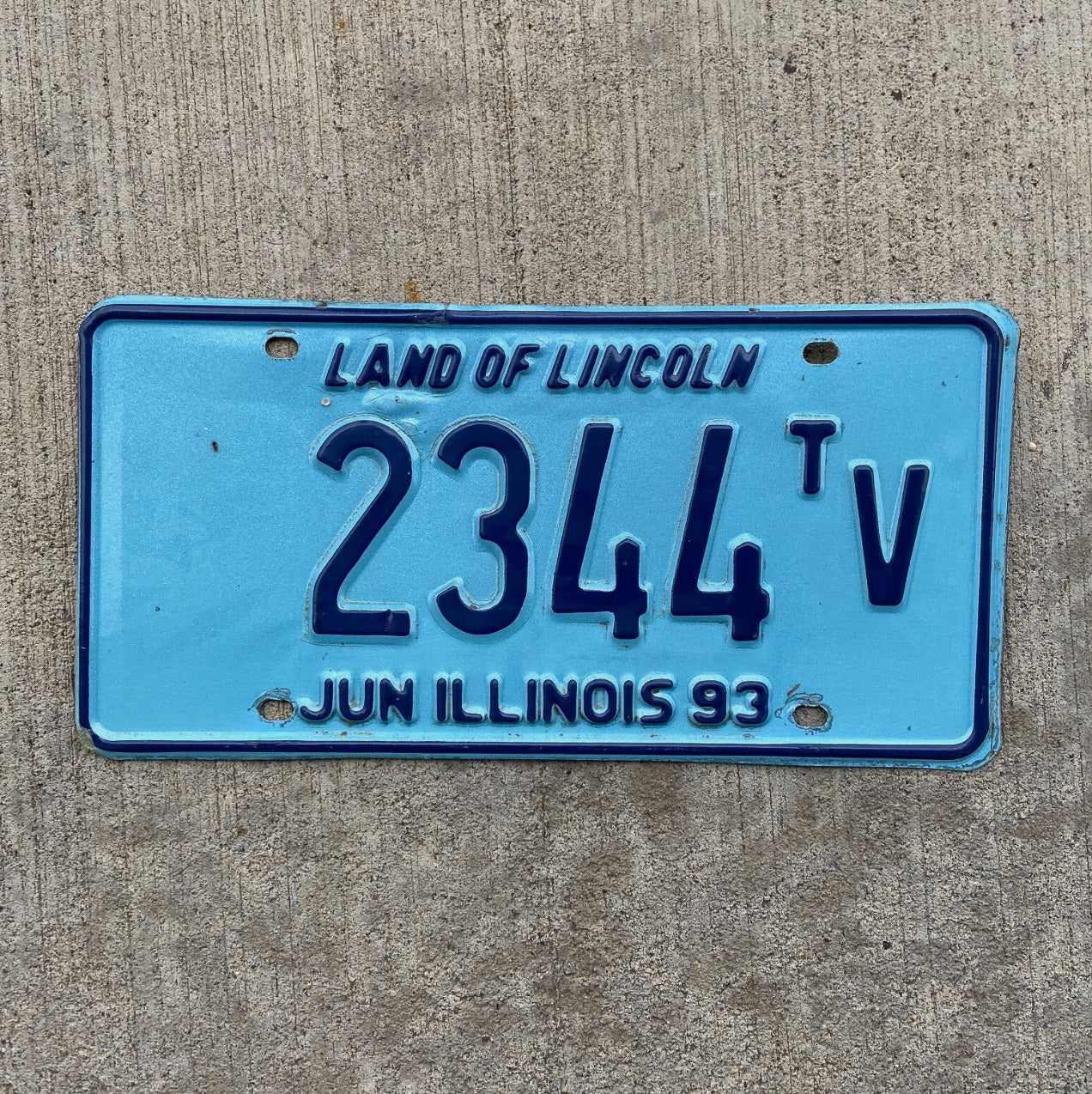 Photo of a 1993 Illinois Truck Tractor License Plate Auto Tag Garage Decor Vintage 2344 TV with original patina