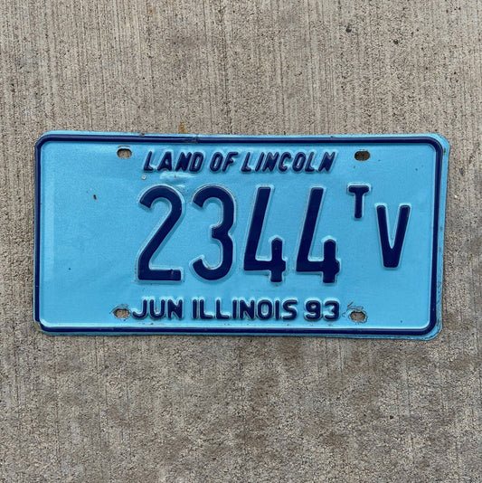 Photo of a 1993 Illinois Truck Tractor License Plate Auto Tag Garage Decor Vintage 2344 TV with original patina
