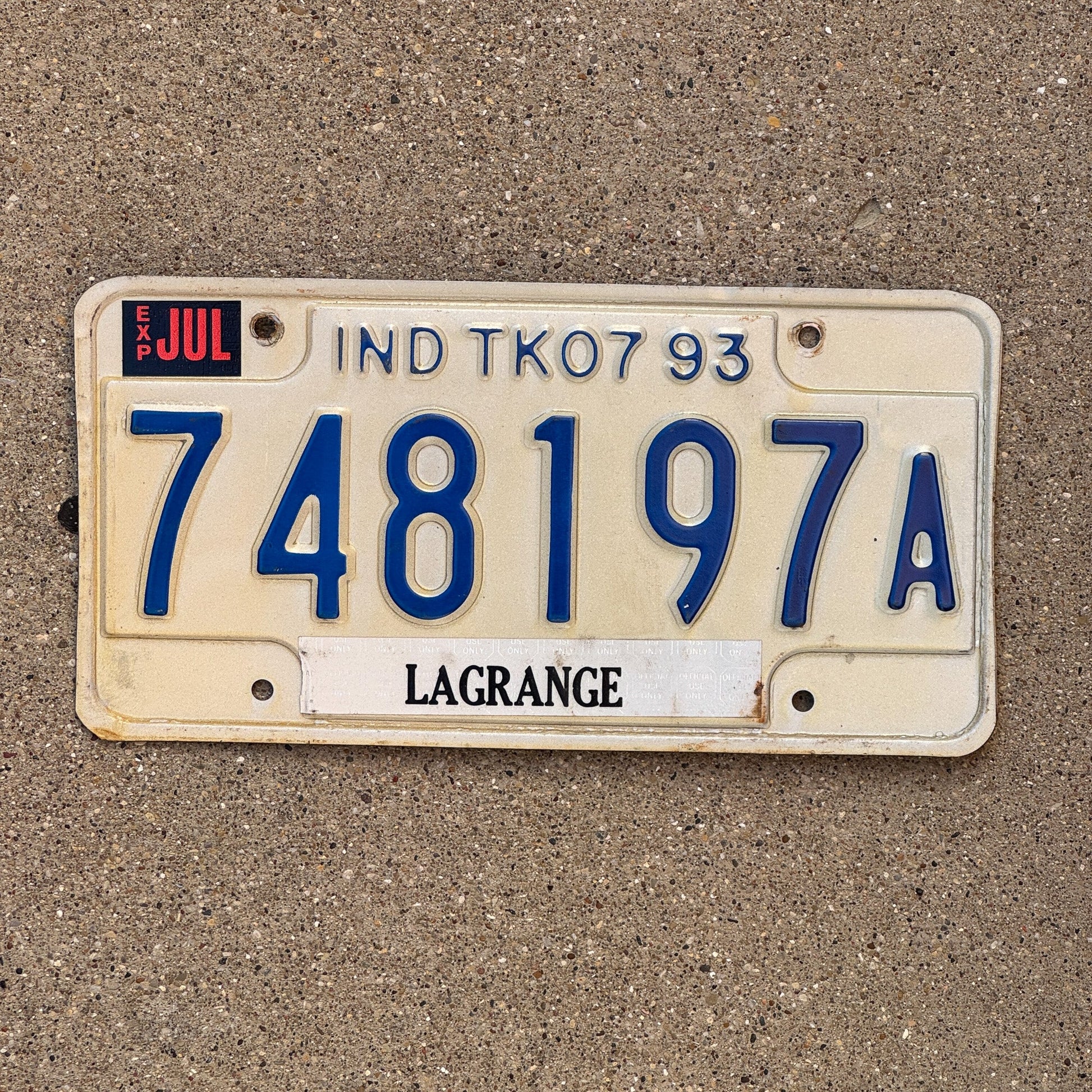 Photo of a 1993 Indiana Truck License Plate Auto Tag Garage Decor Vintage 748197 A