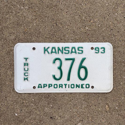 Photo of a 1993 Kansas Apportioned License Plate Auto Tag Garage Decor Vintage 376