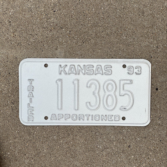 Photo of a 1993 Kansas Apportioned Truck Error License Plate Auto Tag Garage Decor Vintage Misprint 11385