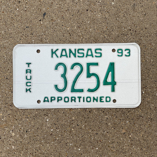 Photo of a 1993 Kansas Apportioned Truck Error License Plate Auto Tag Garage Decor Vintage Misprint 3254