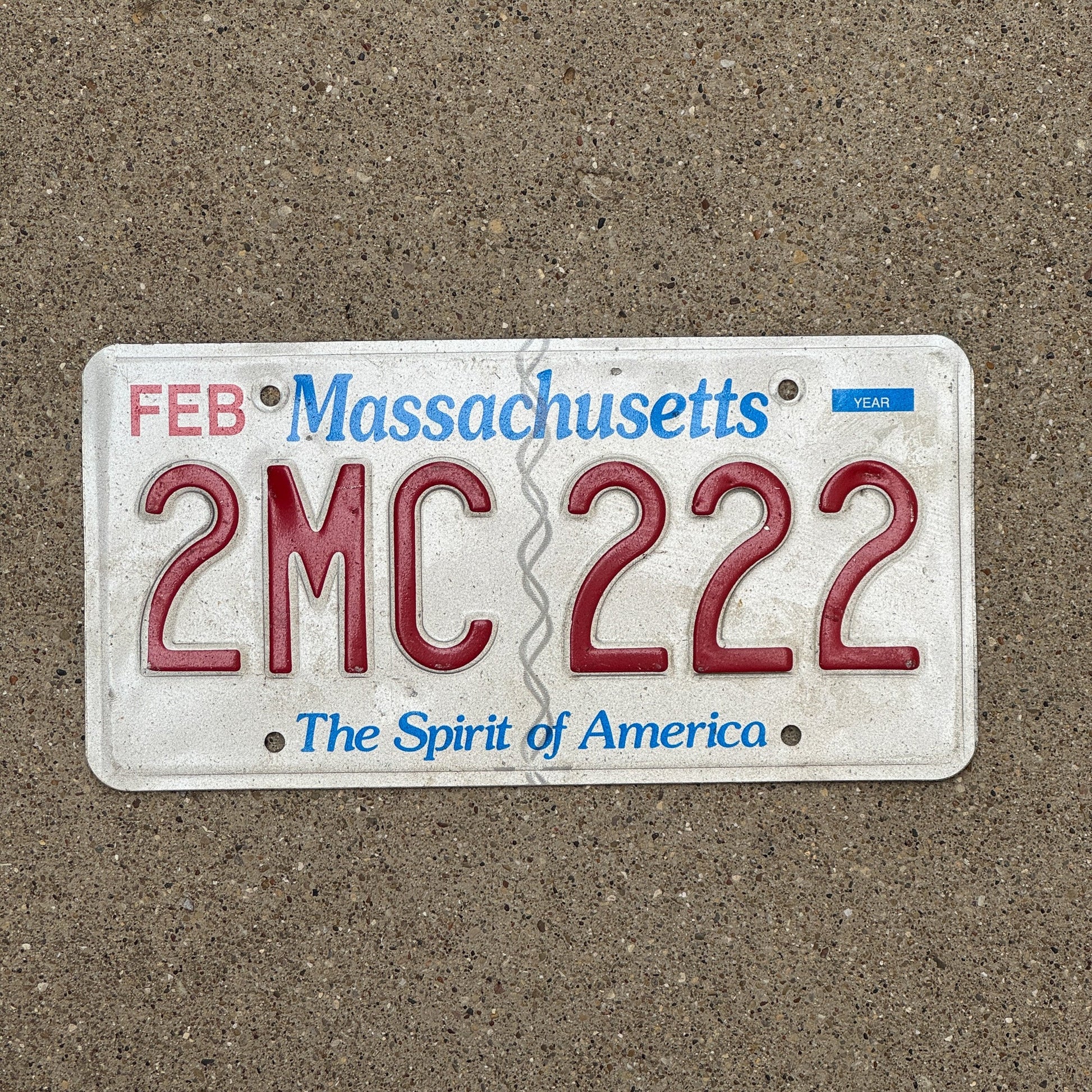 Photo of a 1993 Massachusetts Current License Plate Auto Tag Garage Decor Vintage Repeat Repeating 2 MC 222