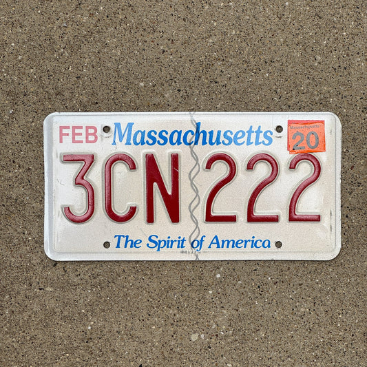Photo of a 1993 Massachusetts Current License Plate Auto Tag Garage Decor Vintage Repeat Repeating 3 CN 222