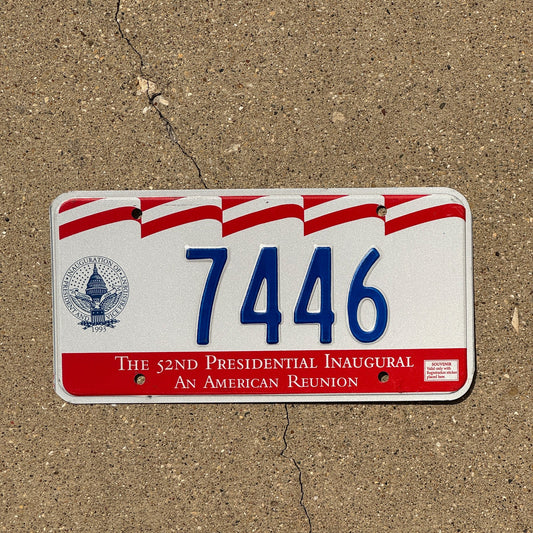 Photo of a 1993 Washington DC Inaugural License Plate Auto Tag Garage Decor Vintage Clinton Inauguration 7446
