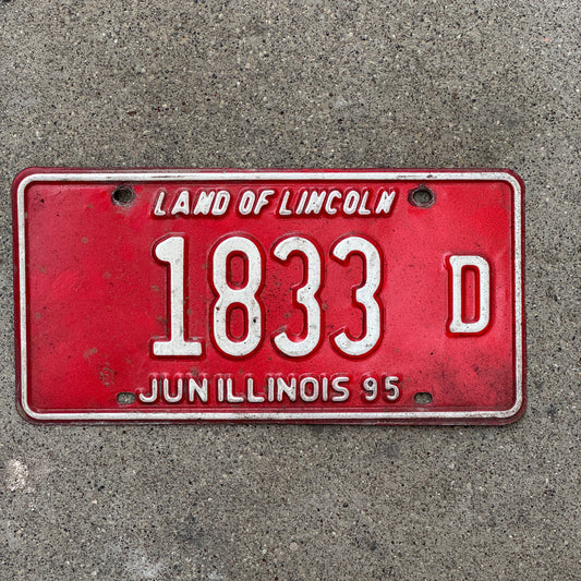 Photo of a 1994 1995 Illinois Truck License Plate Auto Tag Garage Decor Vintage 1833 D with original patina