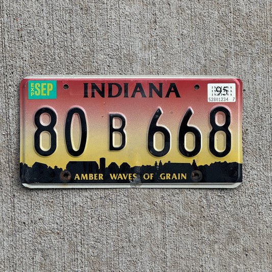 Photo of a 1994 1995 Indiana License Plate Auto Tag Garage Decor Vintage 80 B 668 with original patina