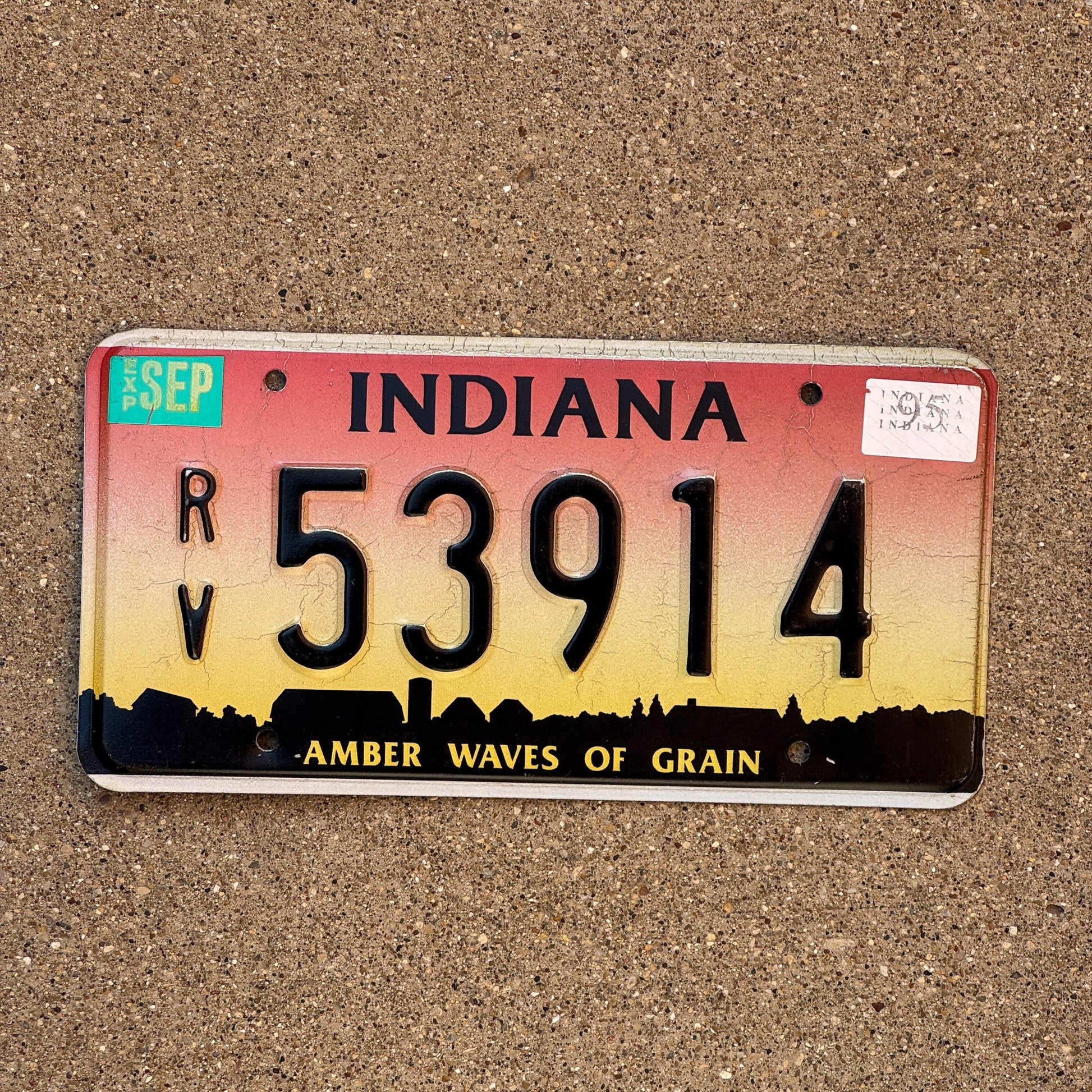 Photo of a 1994 1995 Indiana RV License Plate Auto Tag Garage Decor Vintage 53914