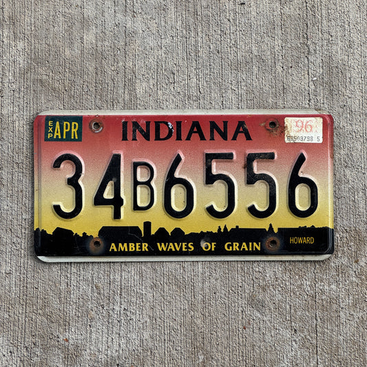 Photo of a 1994 1996 Indiana License Plate Auto Tag Garage Decor Vintage 34 B 6556 with original patina