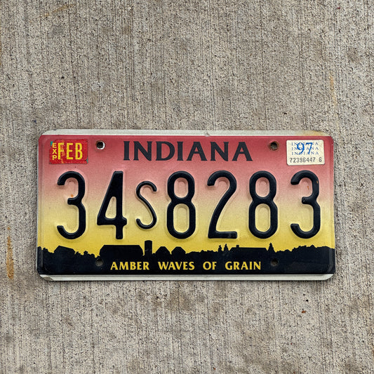 Photo of a 1994 1997 Indiana License Plate Auto Tag Garage Decor Vintage 34 S 8283 with original patina