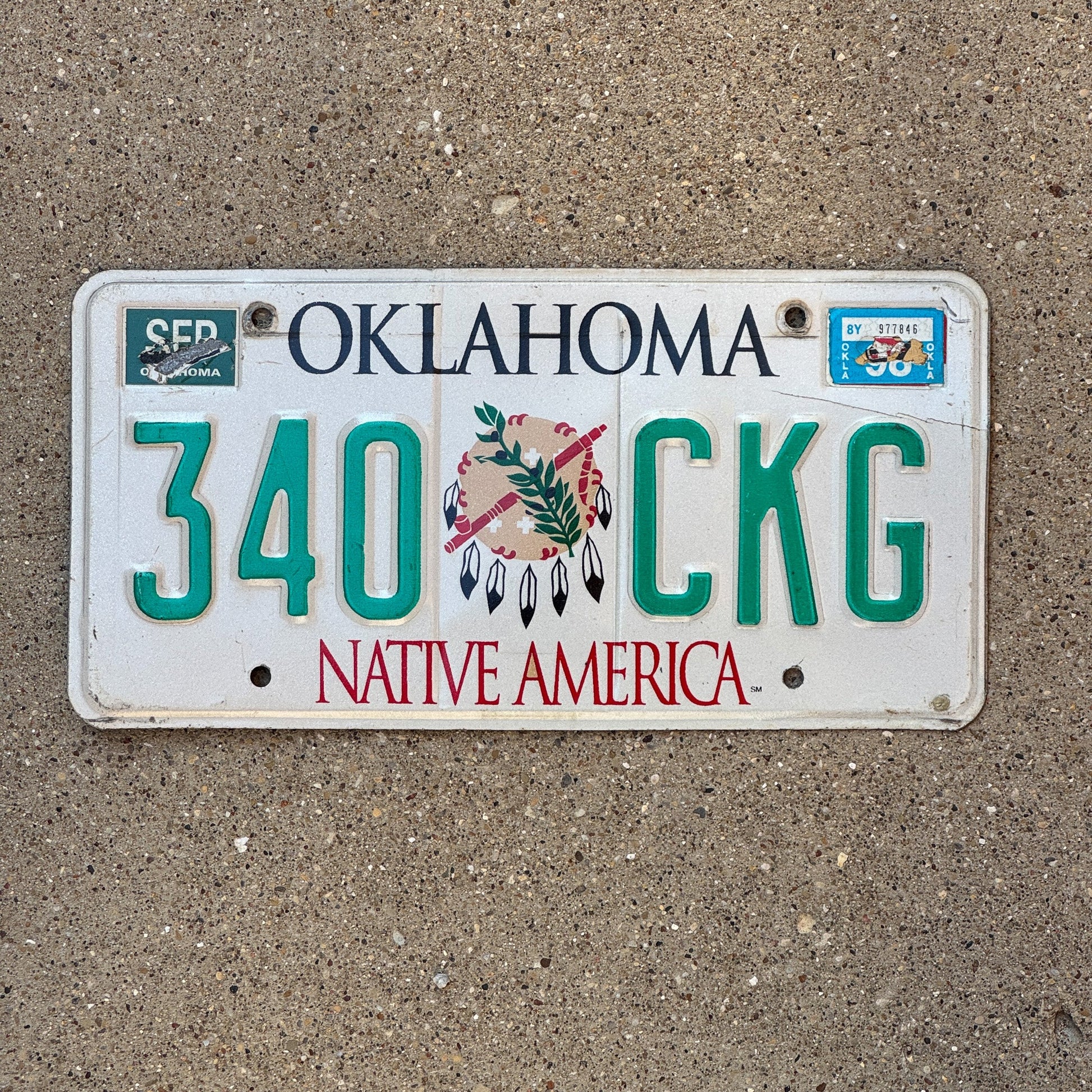Photo of a 1994 1998 Oklahoma License Plate Auto Tag Garage Decor Vintage 340 CKG