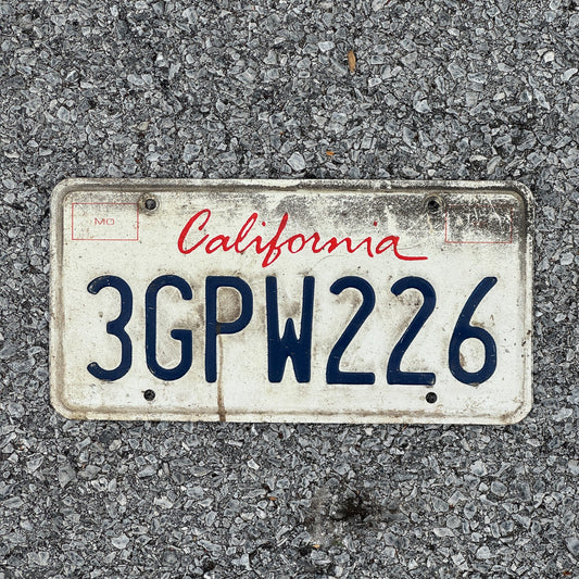 Photo of a 1994 California License Plate Auto Tag Garage Decor Vintage 3GPW226