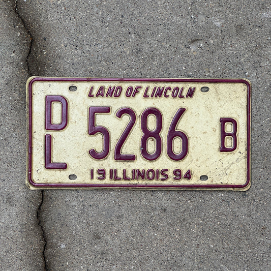 Photo of a 1994 Illinois Dealer License Plate Auto Tag 1 Vintage Garage 5286 B with original patina