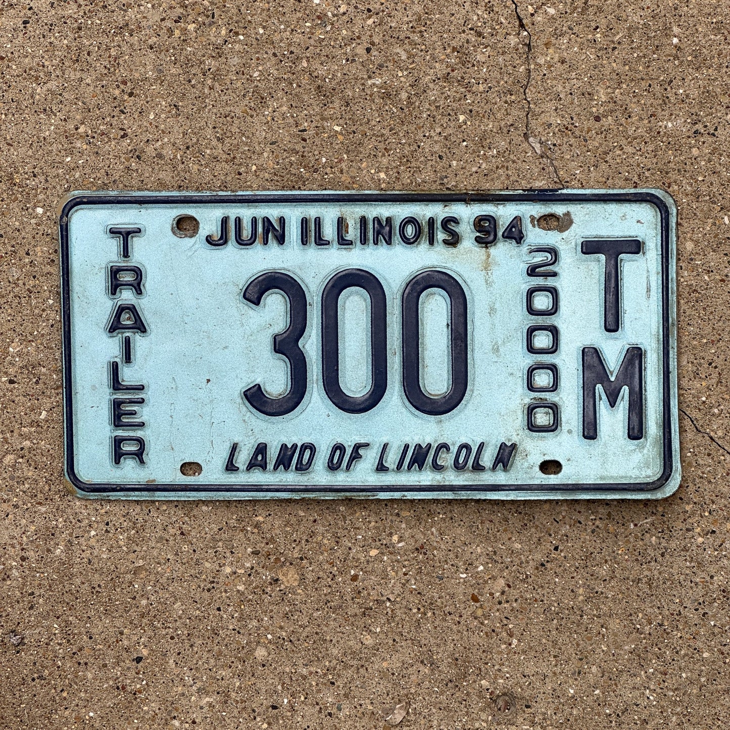 Photo of a 1994 Illinois TRAILER License Plate Auto Tag Garage Decor Vintage 20000 TM 300