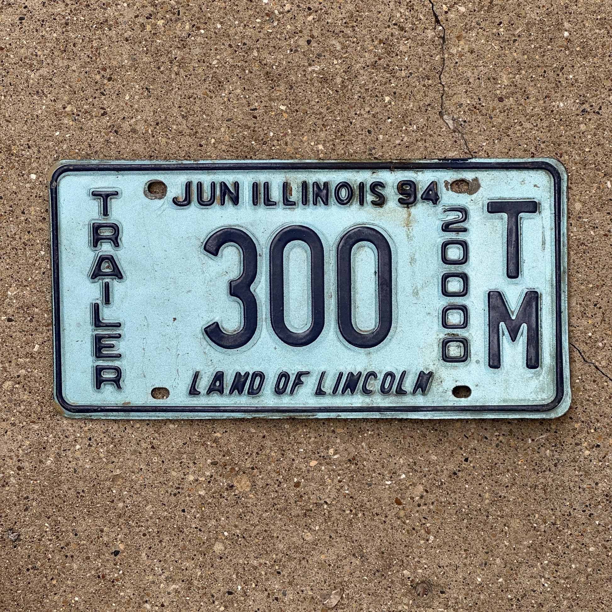 Photo of a 1994 Illinois TRAILER License Plate Auto Tag Garage Decor Vintage 20000 TM 300