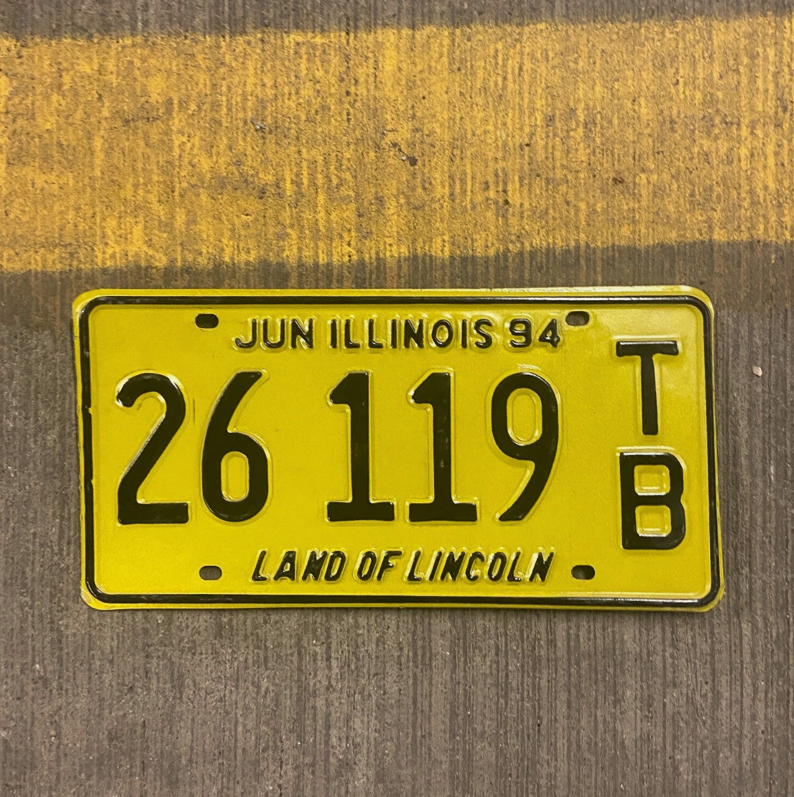 Photo of a 1994 Illinois Trailer License Plate Auto Tag Garage Decor Vintage 26 119 TB