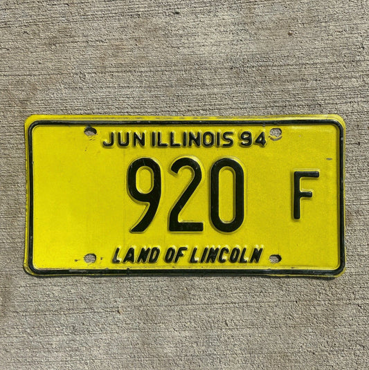 Photo of a 1994 Illinois Truck License Plate Auto Tag Garage Decor Vintage 920 F