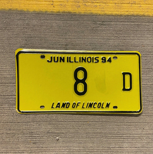 Photo of a 1994 Illinois Truck License Plate Auto Tag Garage Decor Vintage Low Number Single Digit 8 D with original patina