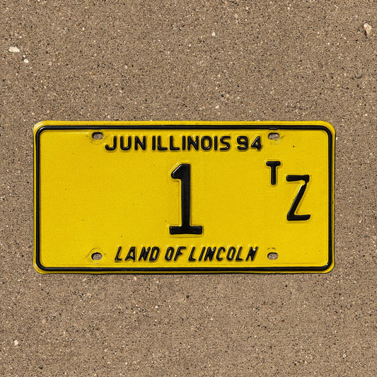 Photo of a 1994 Illinois Truck Tractor License Plate Auto Tag Garage Decor Vintage Single Digit Low Number 1 1 TZ