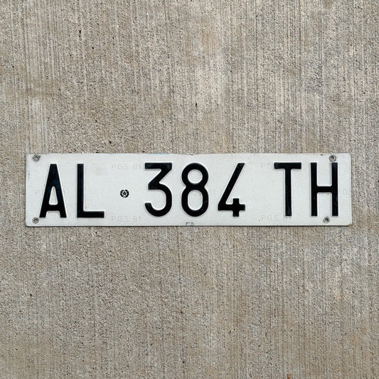 Photo of a 1994 Italy License Plate Auto Tag Garage Decor Vintage Alessandria AL 384 TH with original patina