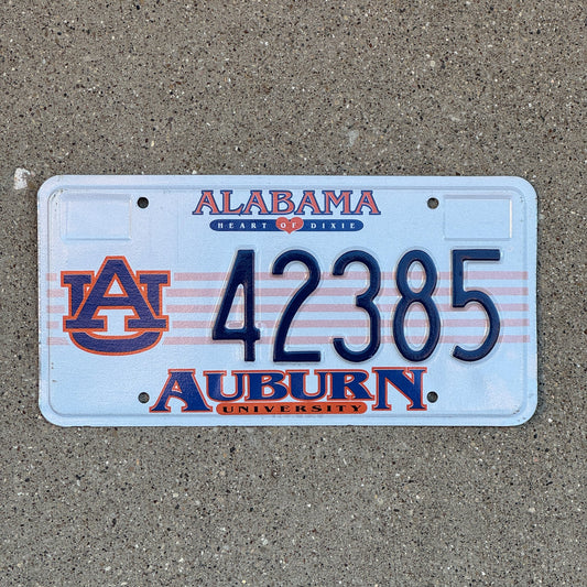 Photo of a 1995 Alabama Graphic / Specialty License Plate Auto Tag Garage Decor Vintage Auburn University 42385 with original patina
