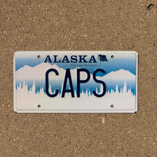 Photo of a 1995 Alaska Vanity License Plate Auto Tag Garage Decor Vintage Capitals CAPS