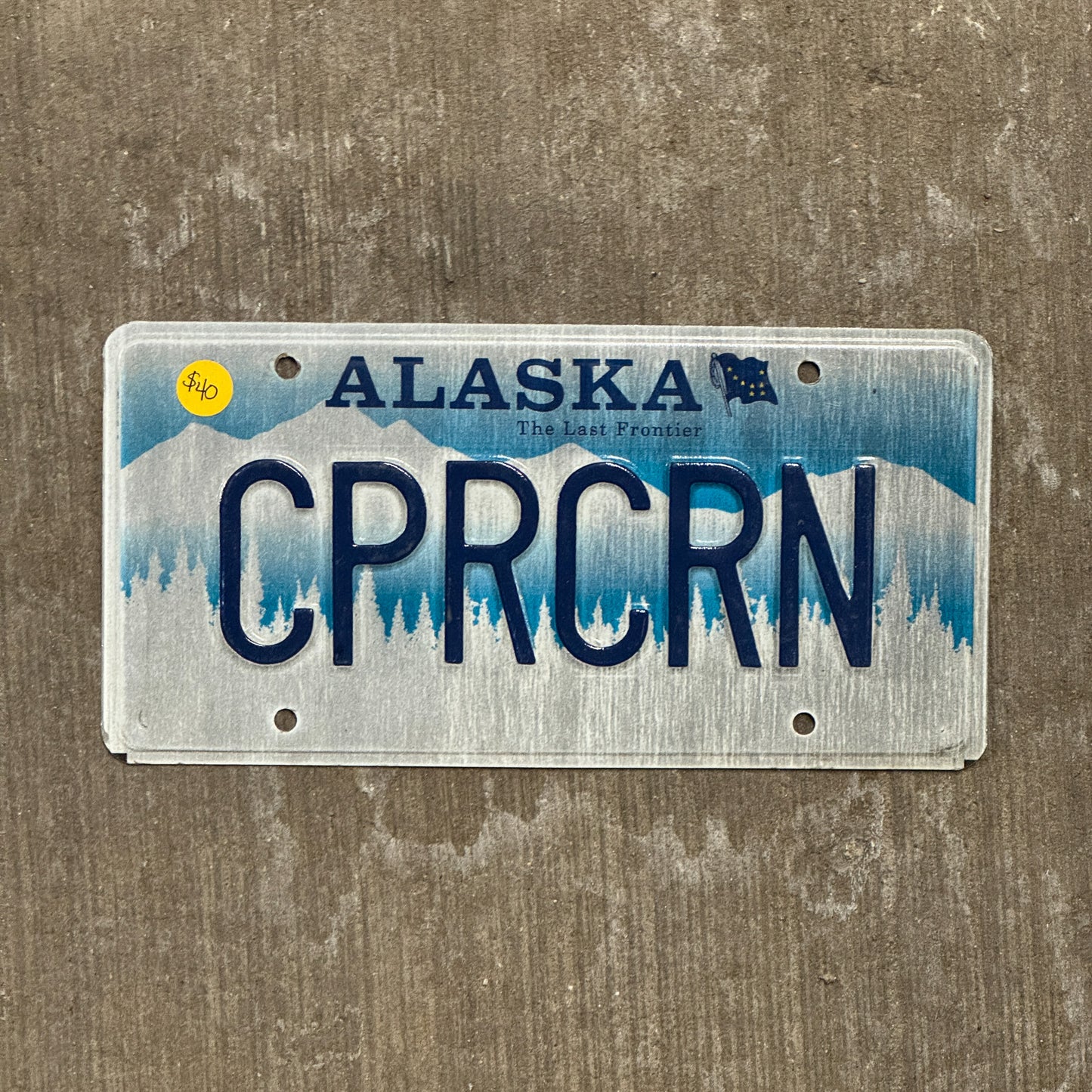 Photo of a 1995 Alaska Vanity License Plate Auto Tag Garage Decor Vintage Zodiac Astrology Capricorn CPRCRN with original patina