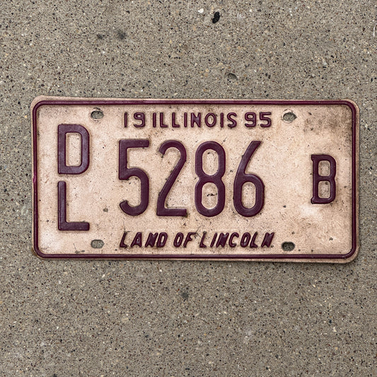 Photo of a 1995 Illinois Dealer License Plate Auto Tag 1 Vintage Garage 5286 B with original patina