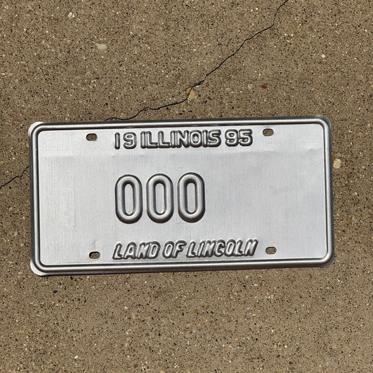 Photo of a 1995 Illinois Error License Plate Auto Tag Garage Decor Vintage Misprint 000