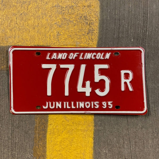 Photo of a 1995 Illinois Truck License Plate Auto Tag Garage Decor Vintage 7745 R with original patina