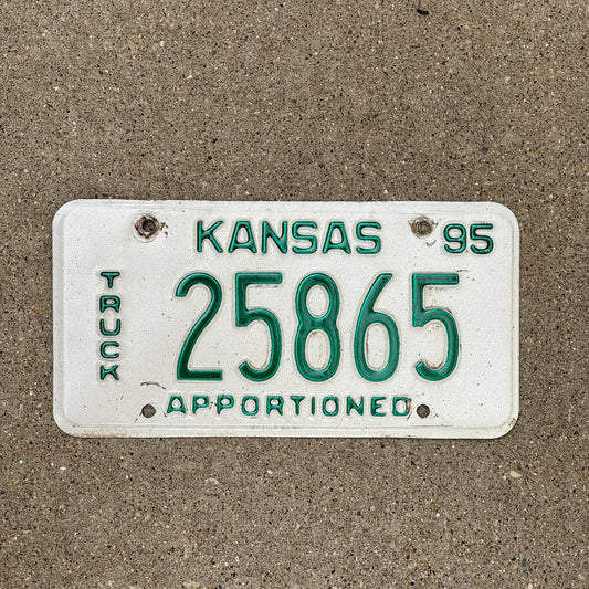 Photo of a 1995 Kansas Apportioned License Plate Auto Tag Garage Decor Vintage 25865