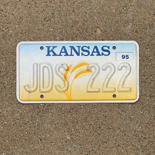 Photo of a 1995 Kansas Error License Plate Auto Tag Garage Decor Vintage Repeat Repeating Misprint JDS 222