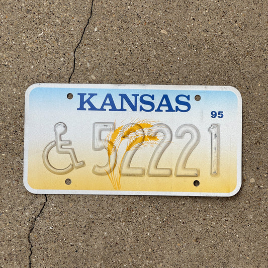 Photo of a 1995 Kansas Handicapped Error License Plate Auto Tag Garage Decor Vintage 222 Repeat Repeating 52221