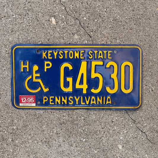 Photo of a 1995 Pennsylvania Handicapped License Plate Auto Tag Garage Decor Vintage G 4530