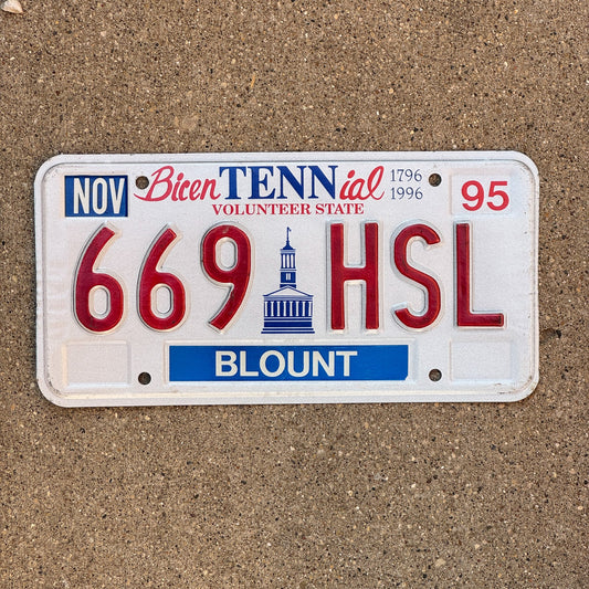 Photo of a 1995 Tennessee License Plate Auto Tag Garage Decor Vintage Blount County 669 HSL