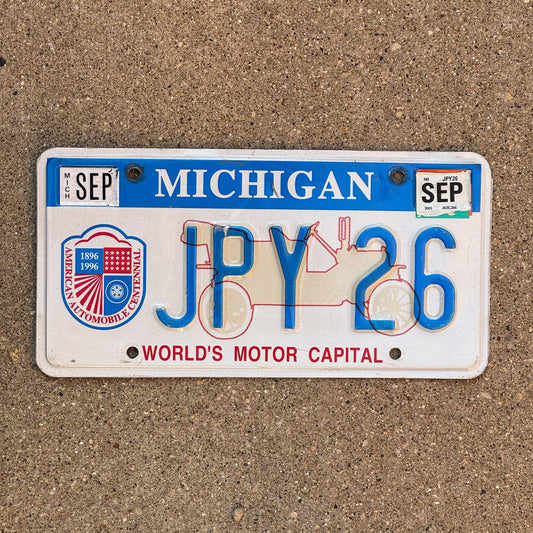 Photo of a 1996 2001 Michigan Graphic / Specialty License Plate Auto Tag Garage Decor Vintage World's Motor Capital JPY 26