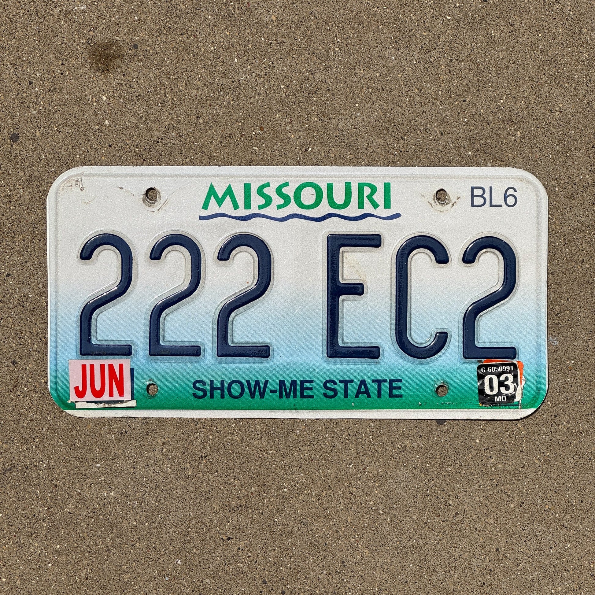 Photo of a 1996 2003 Missouri Truck License Plate Auto Tag 2 Garage Decor Repeat Repeating 222 EC2