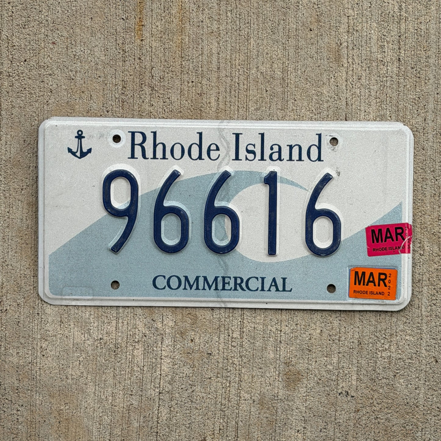 Photo of a 1996 2023 Rhode Island Commercial License Plate Auto Tag Garage Decor Vintage 96616 with original patina