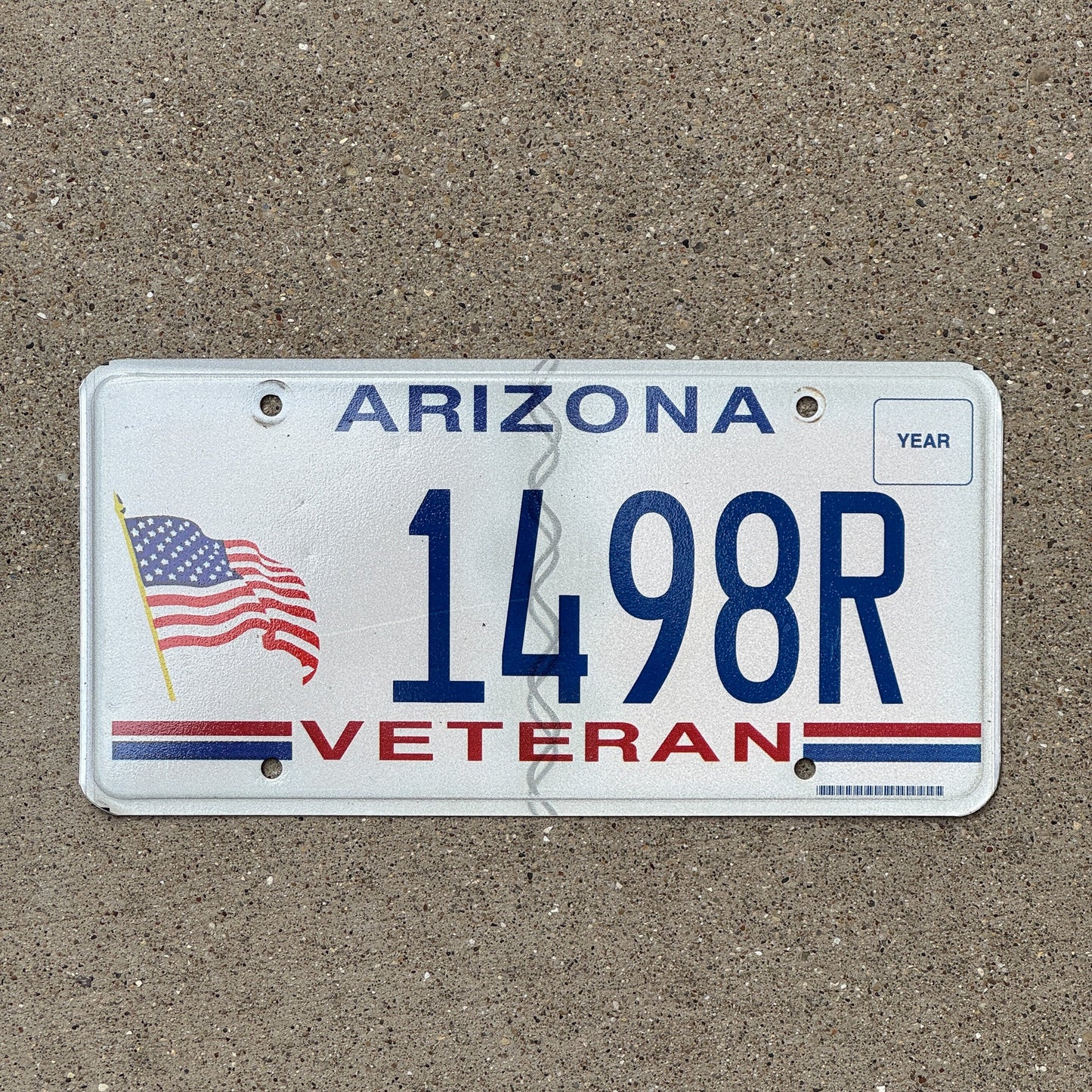 Photo of a 1996 Arizona Veteran License Plate Auto Tag Garage Decor Vintage Military 1498 R